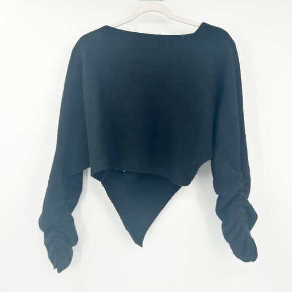 Oak + Fort Womens Fall Chic Knit Button Front Asymmetrical Sweater Size S Black - Picture 7 of 7